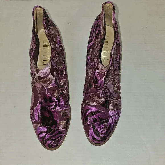 Anthropologie Billy Ella Floral Boho Pink Burn Out Velvet Booties SZ 7.5 - Picture 2 of 13